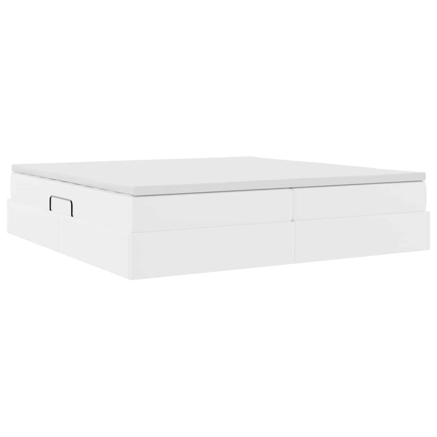 Opbergbed met matras met matras Wit 200 x 200 cm Nep Leer