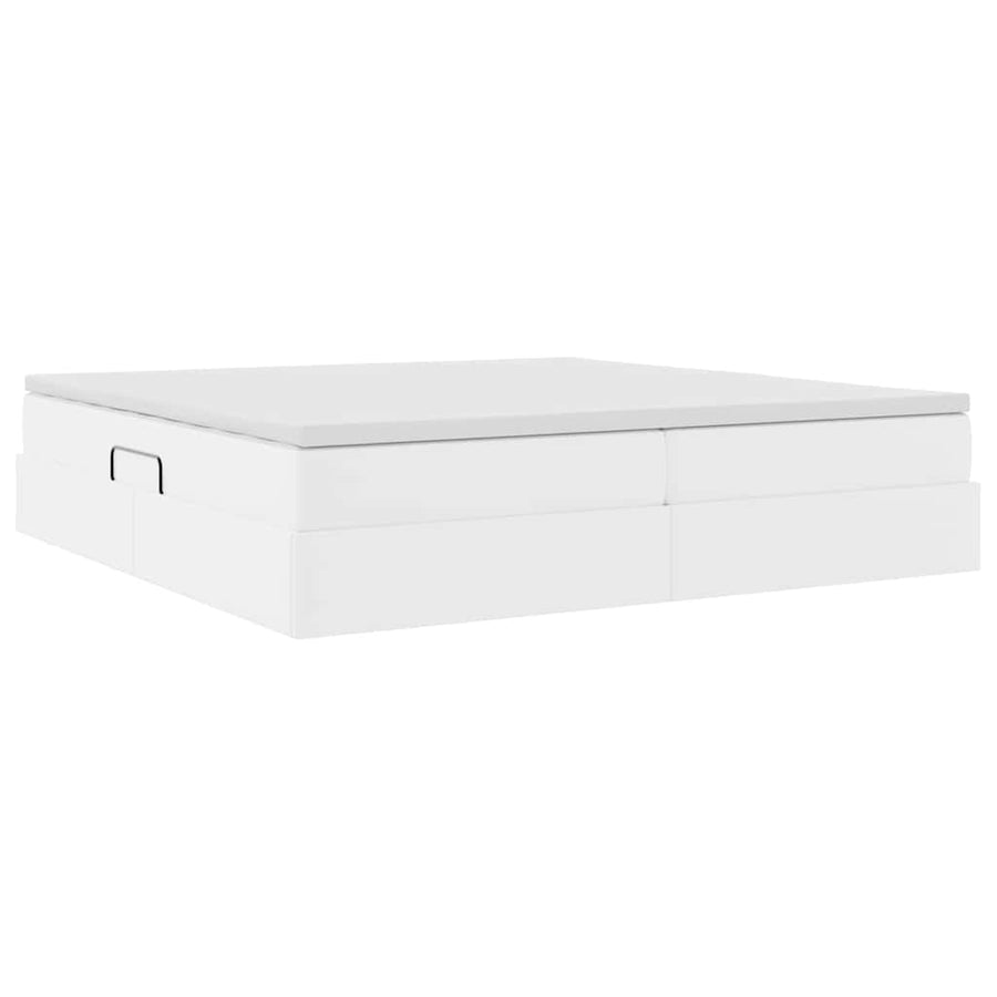 Opbergbed met matras met matras Wit 200 x 200 cm Nep Leer