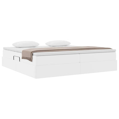 Opbergbed met matras met matras Wit 200 x 200 cm Nep Leer
