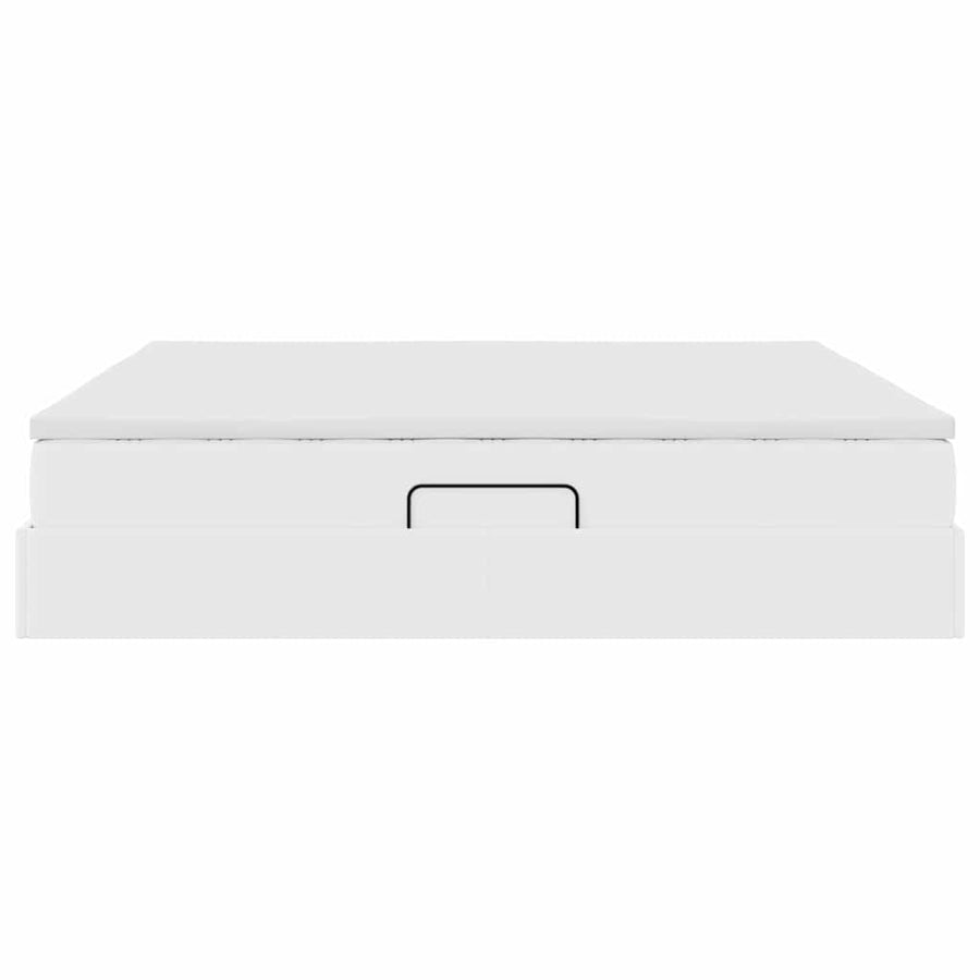 Opbergbed met matras met matras Wit 200 x 200 cm Nep Leer