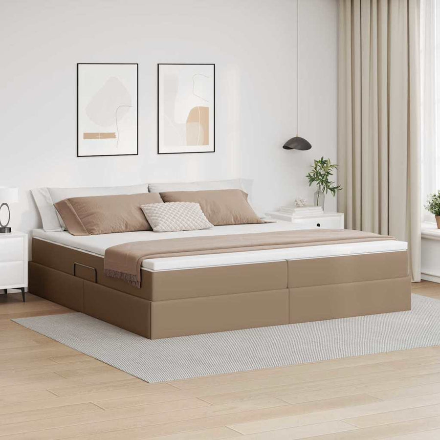 Opslag bed met matras Cappuccino 200 x 200 cm Nep Leer
