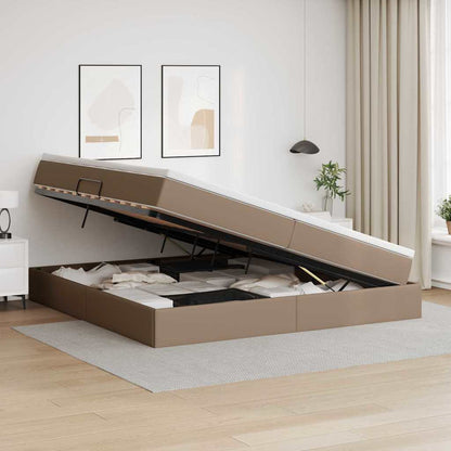 Opslag bed met matras Cappuccino 200 x 200 cm Nep Leer