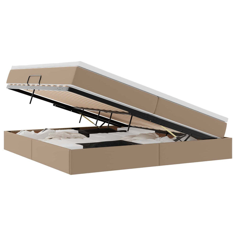 Opslag bed met matras Cappuccino 200 x 200 cm Nep Leer