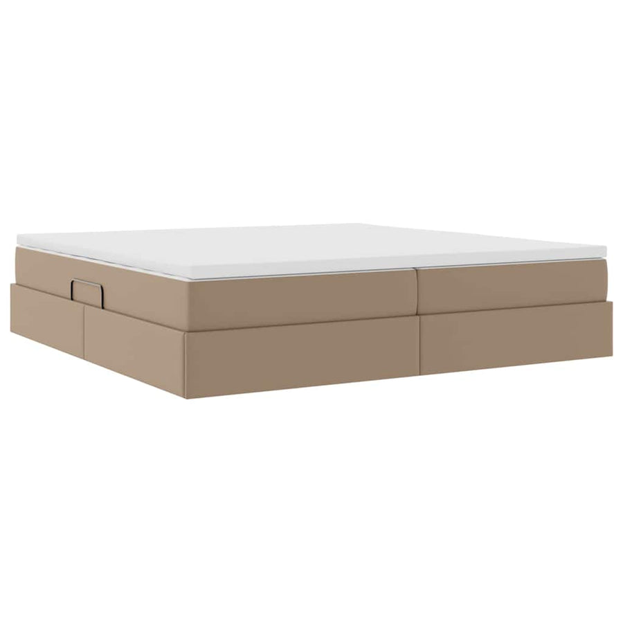 Opslag bed met matras Cappuccino 200 x 200 cm Nep Leer