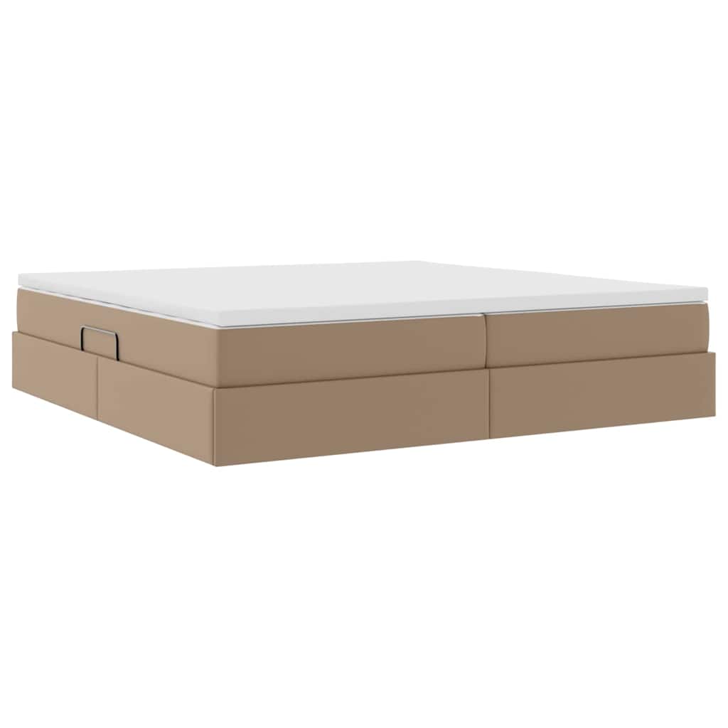 Opslag bed met matras Cappuccino 200 x 200 cm Nep Leer