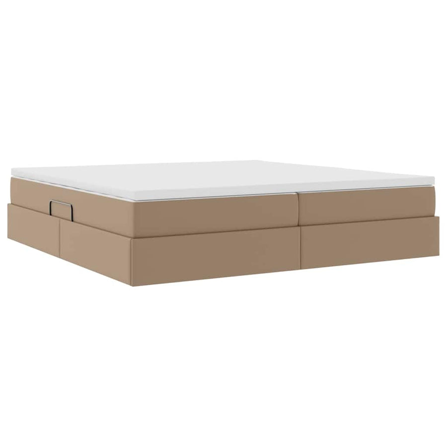 Opslag bed met matras Cappuccino 200 x 200 cm Nep Leer