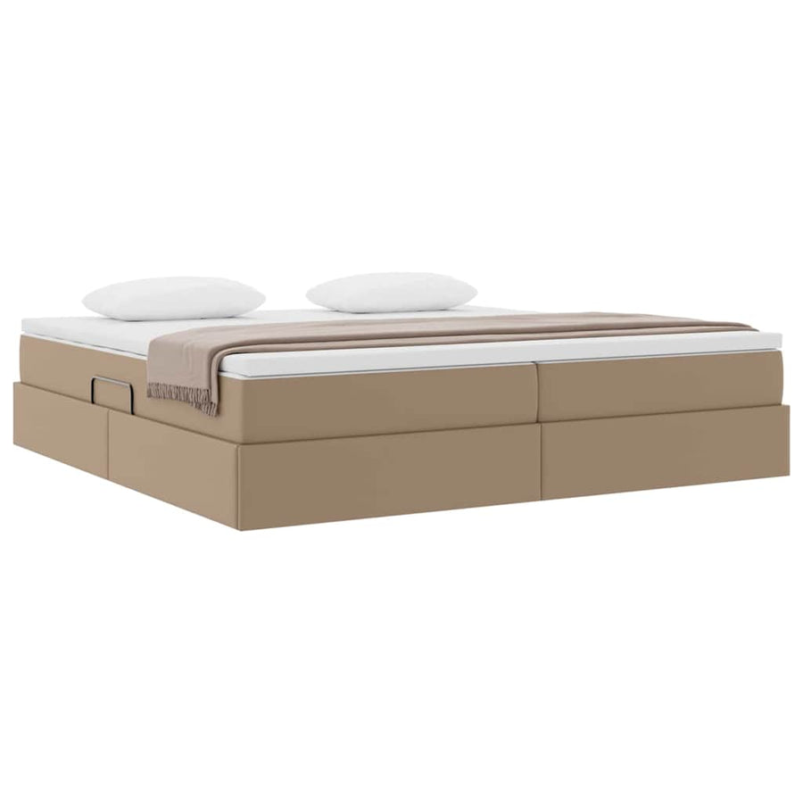 Opslag bed met matras Cappuccino 200 x 200 cm Nep Leer
