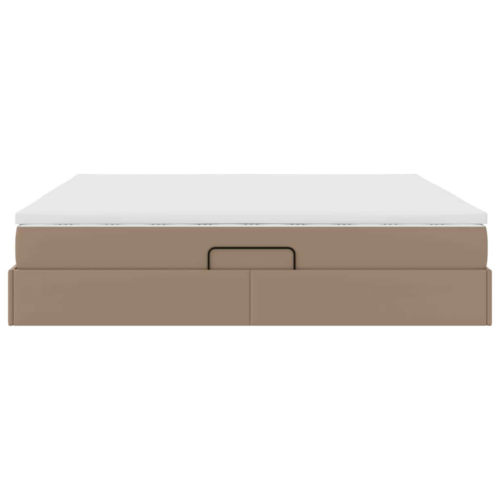 Opslag bed met matras Cappuccino 200 x 200 cm Nep Leer