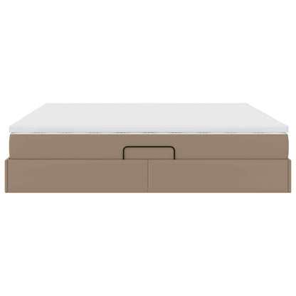 Opslag bed met matras Cappuccino 200 x 200 cm Nep Leer