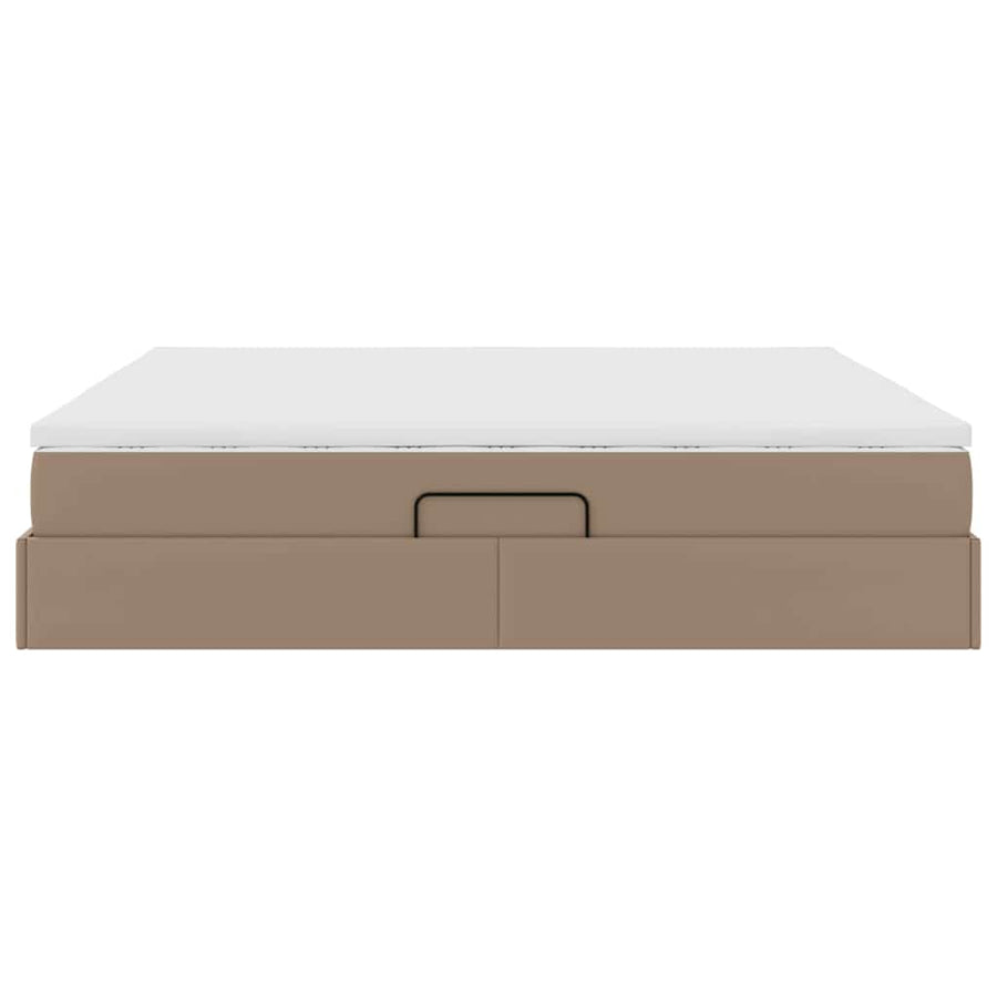 Opslag bed met matras Cappuccino 200 x 200 cm Nep Leer