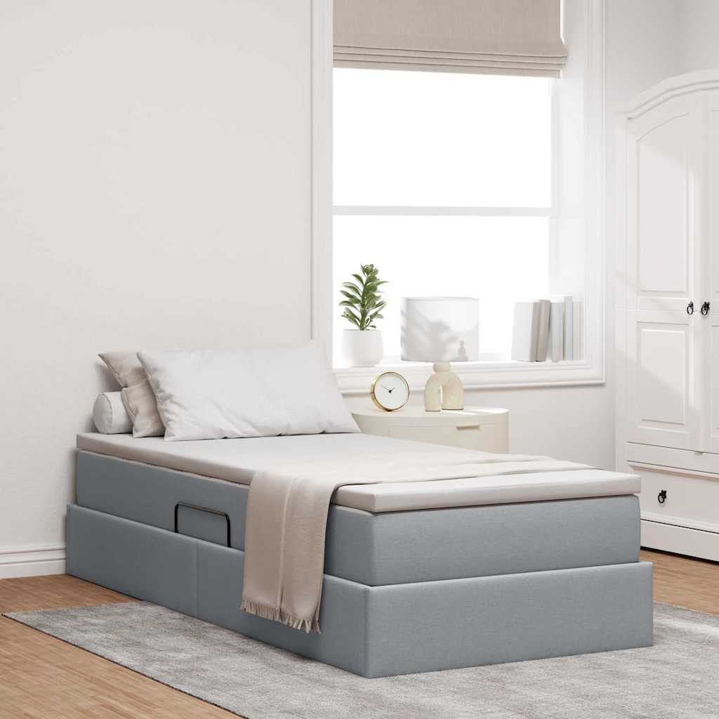 Opslag bed met matras Lichtgrijs 90 x 190 cm Polyester