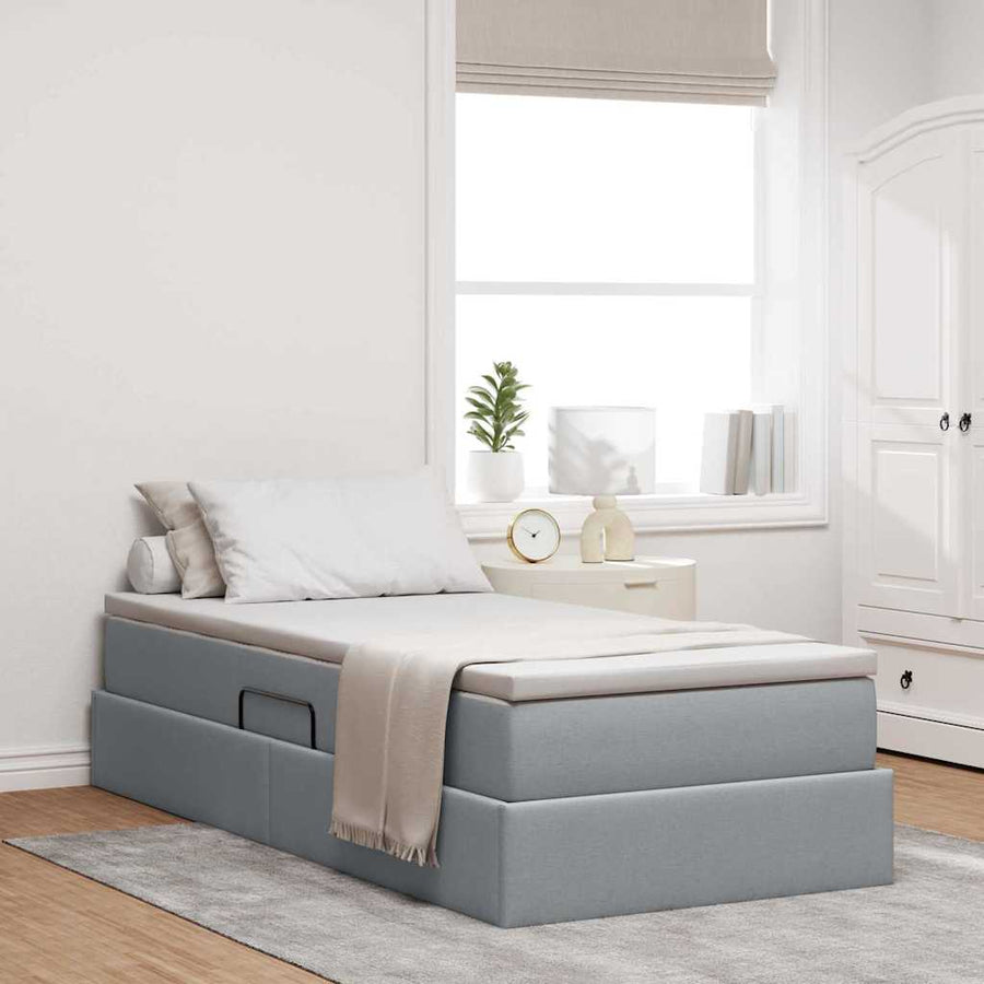 Opslag bed met matras Lichtgrijs 90 x 190 cm Polyester