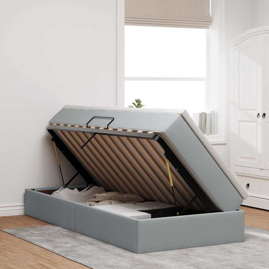 Opslag bed met matras Lichtgrijs 90 x 190 cm Polyester