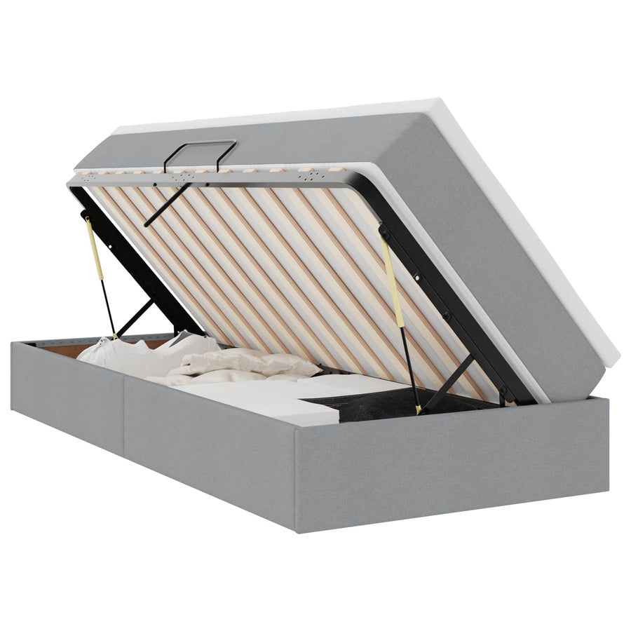 Opslag bed met matras Lichtgrijs 90 x 190 cm Polyester