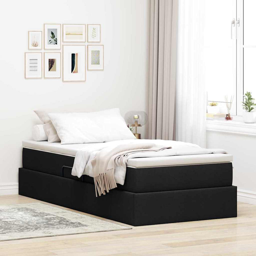 Opslag bed met matras met matras Zwart 90 x 190 cm Polyester