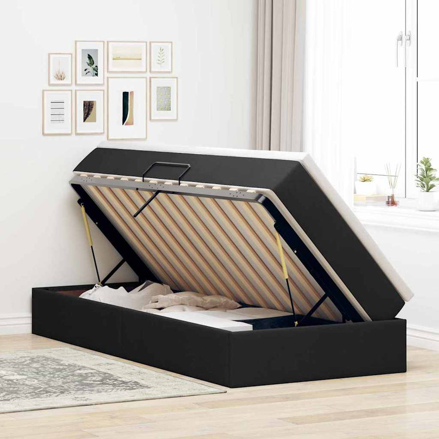Opslag bed met matras met matras Zwart 90 x 190 cm Polyester