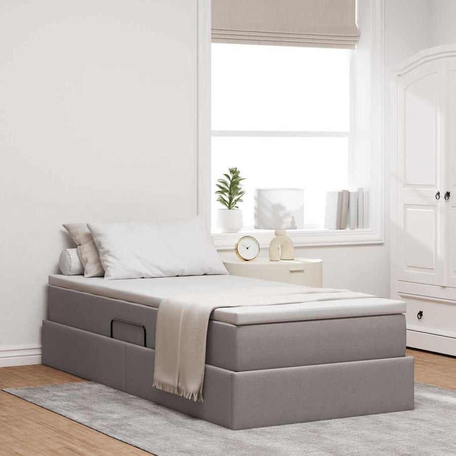 Opslag bed met matras met matras Taupe 90 x 190 cm Polyester