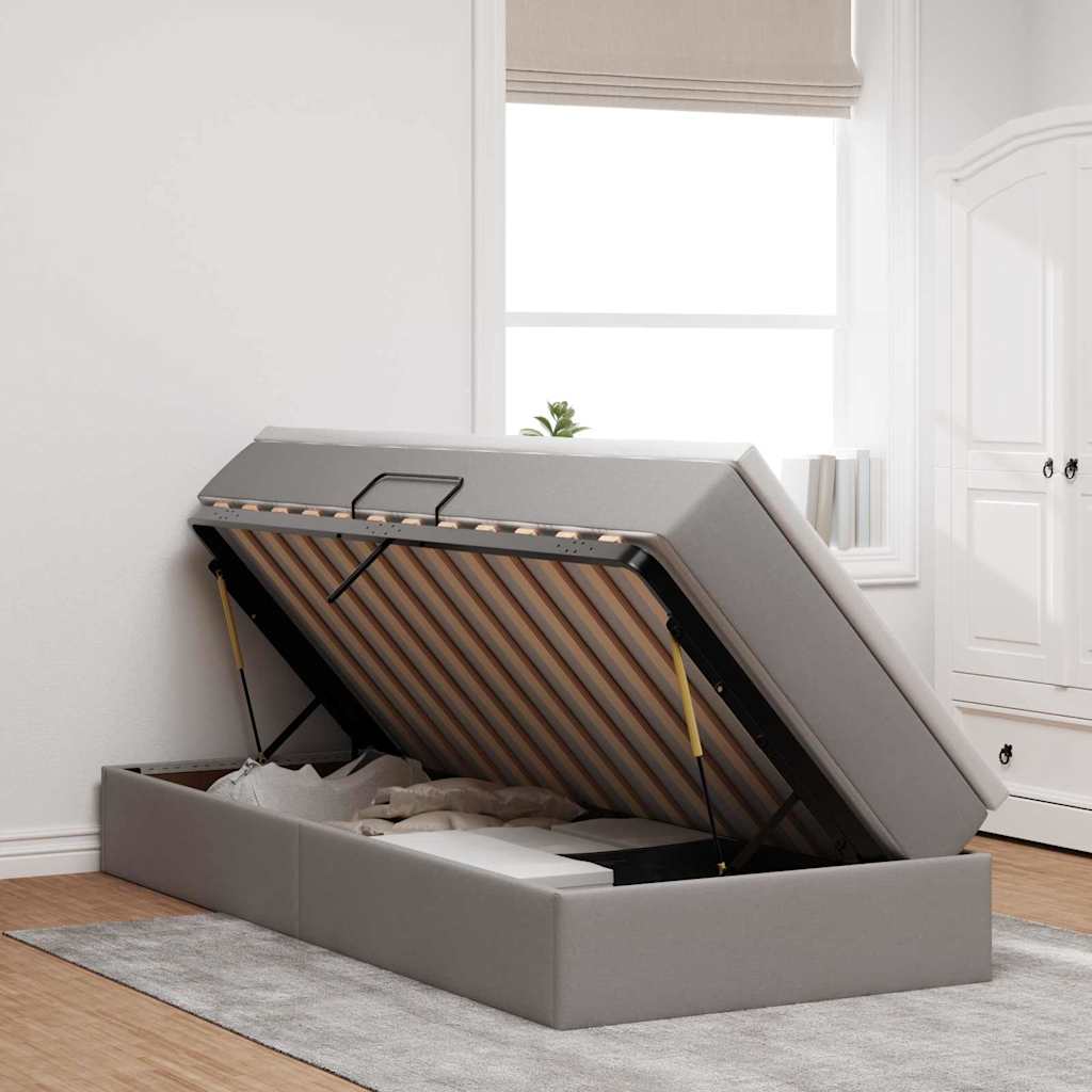 Opslag bed met matras met matras Taupe 90 x 190 cm Polyester