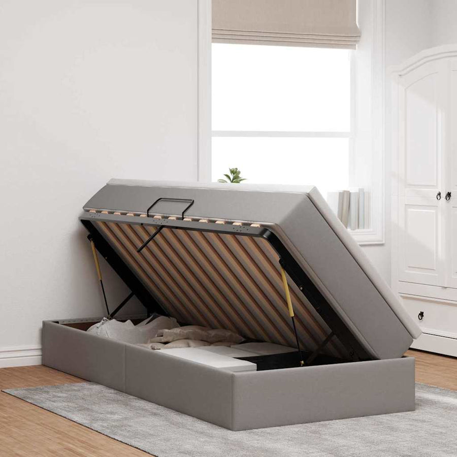 Opslag bed met matras met matras Taupe 90 x 190 cm Polyester