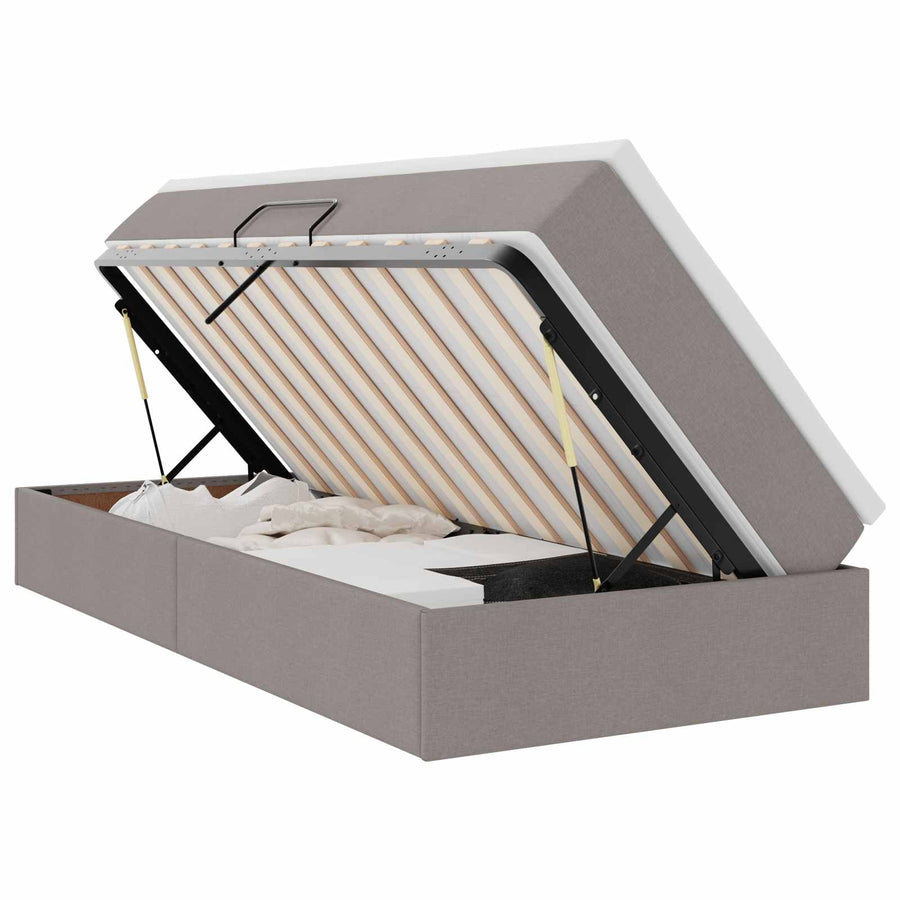 Opslag bed met matras met matras Taupe 90 x 190 cm Polyester