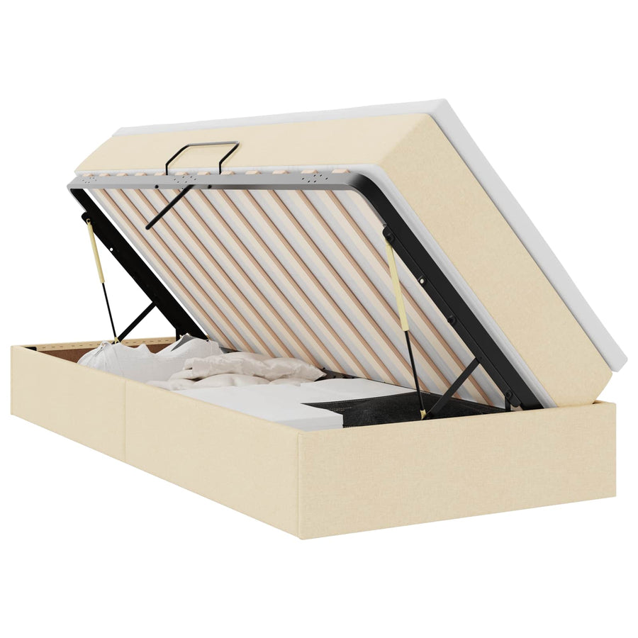Opslag bed met matras met matras Crème 90 x 190 cm Polyester