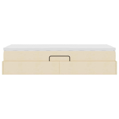 Opslag bed met matras met matras Crème 90 x 190 cm Polyester