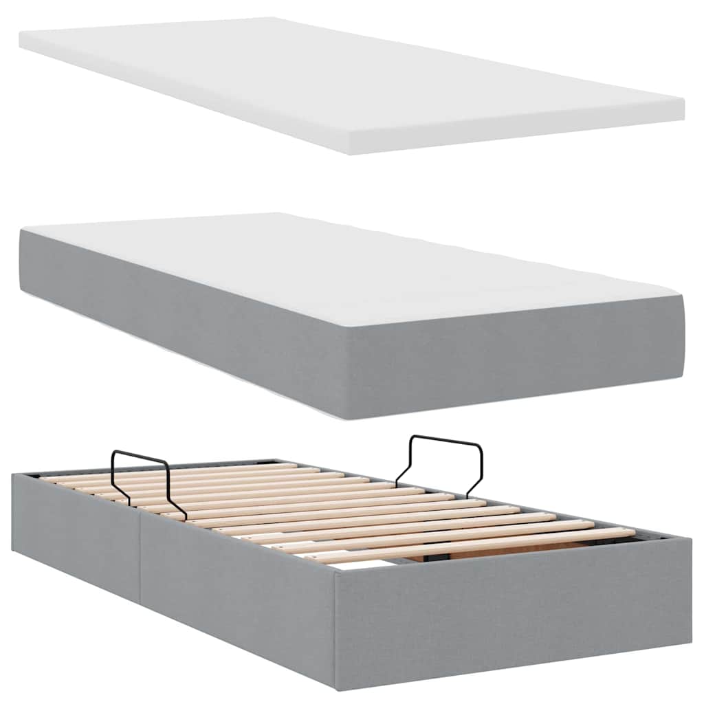 Opslag bed met matras Lichtgrijs 90 x 200 cm Polyester