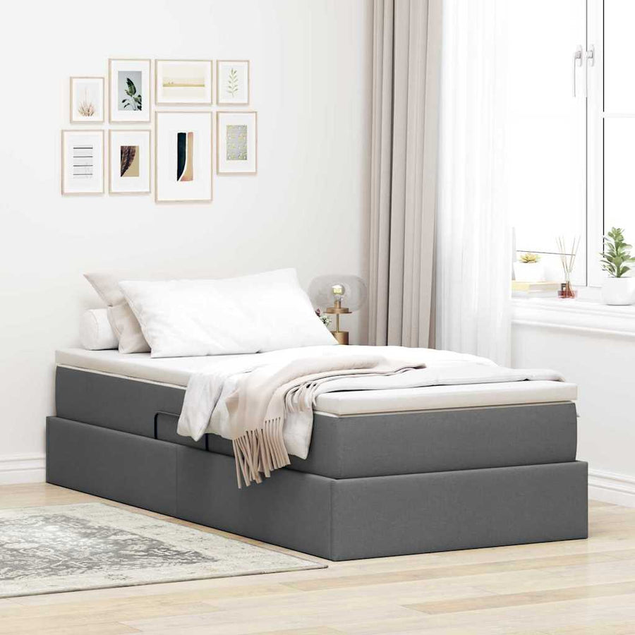 Opslag bed met matras Donkergrijs 90 x 200 cm Polyester