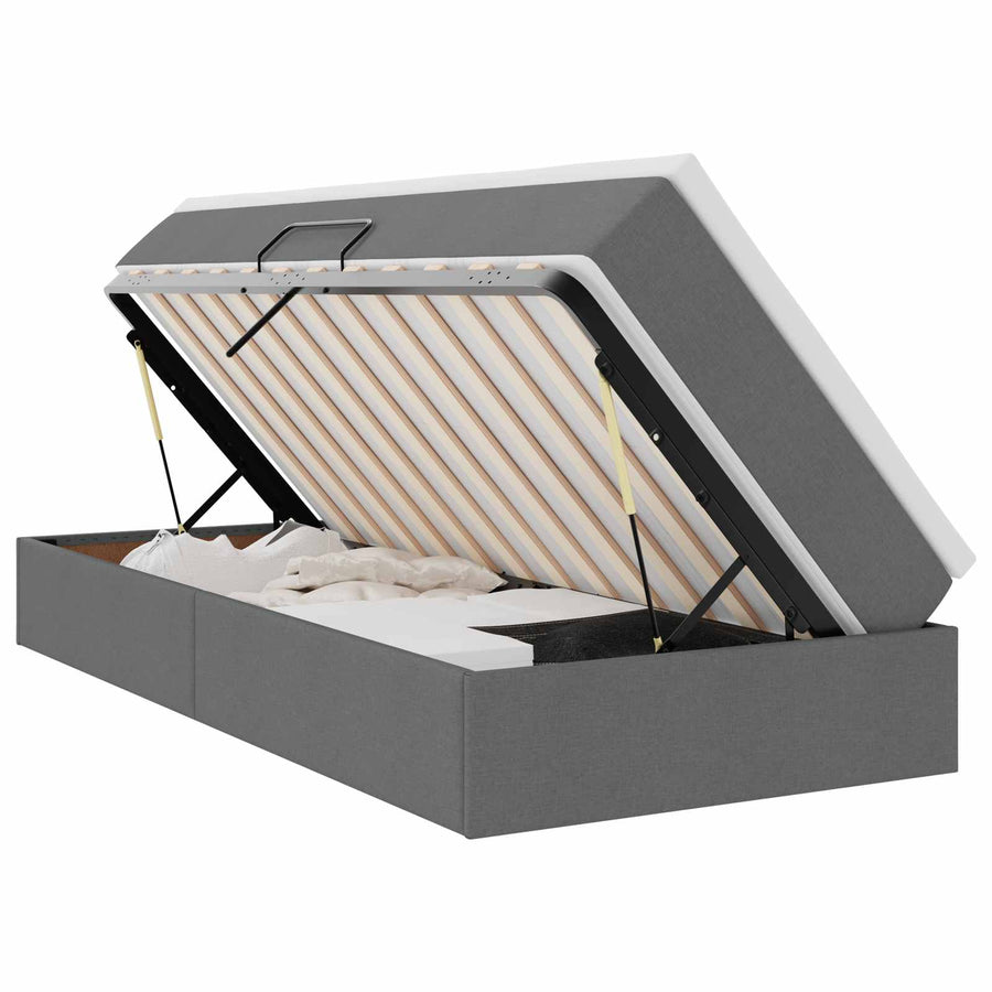 Opslag bed met matras Donkergrijs 90 x 200 cm Polyester
