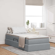 Opbergbed 100x200 cm lichtgrijs polyester met matras