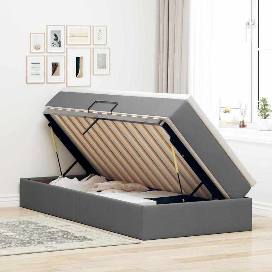 Opslag bed met matras Donkergrijs 100 x 200 cm Polyester