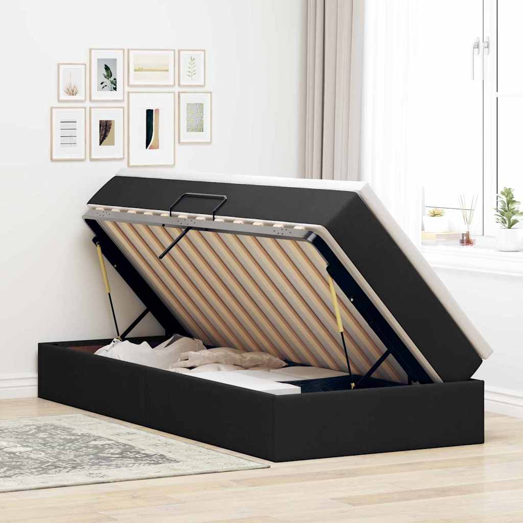 Opslag bed met matras met matras Zwart 100 x 200 cm Polyester