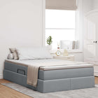 Storage Bed with Mattress Light Grey 120 x 190 cm Polyester