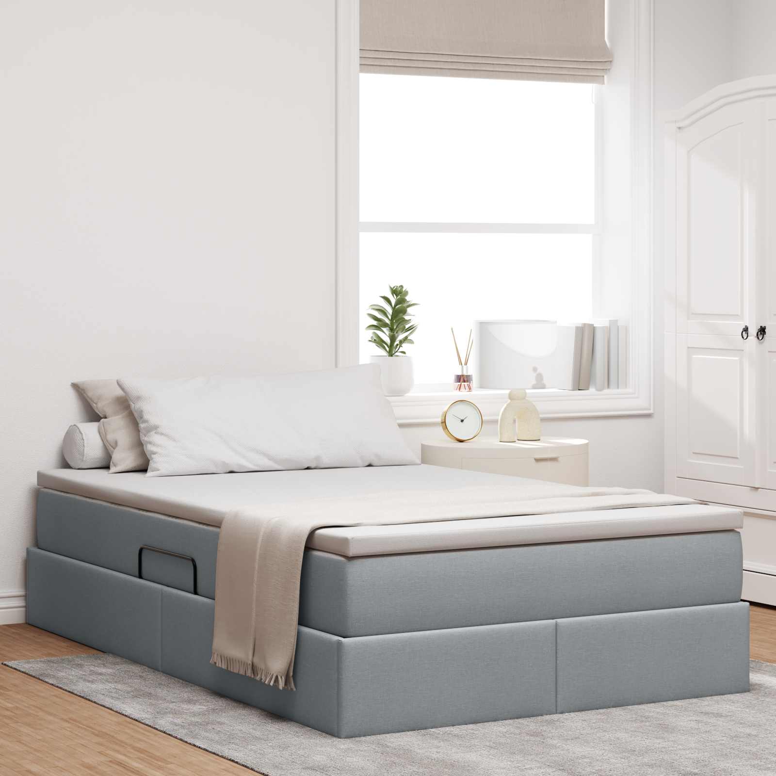 Opbergbed met matras Lichtgrijs 120 x 190 cm Polyester
