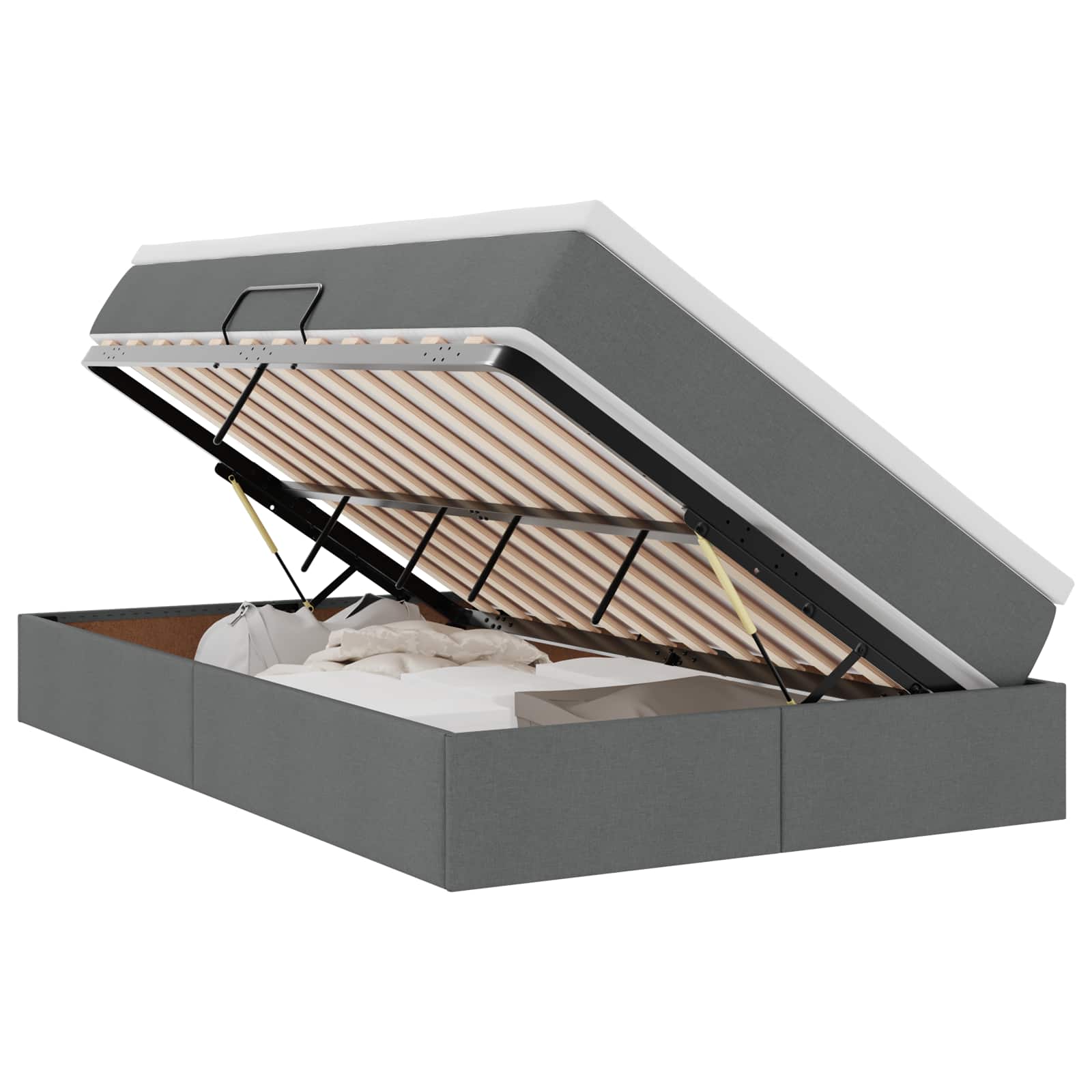 Opbergbed met matras Donkergrijs 120 x 190 cm Polyester
