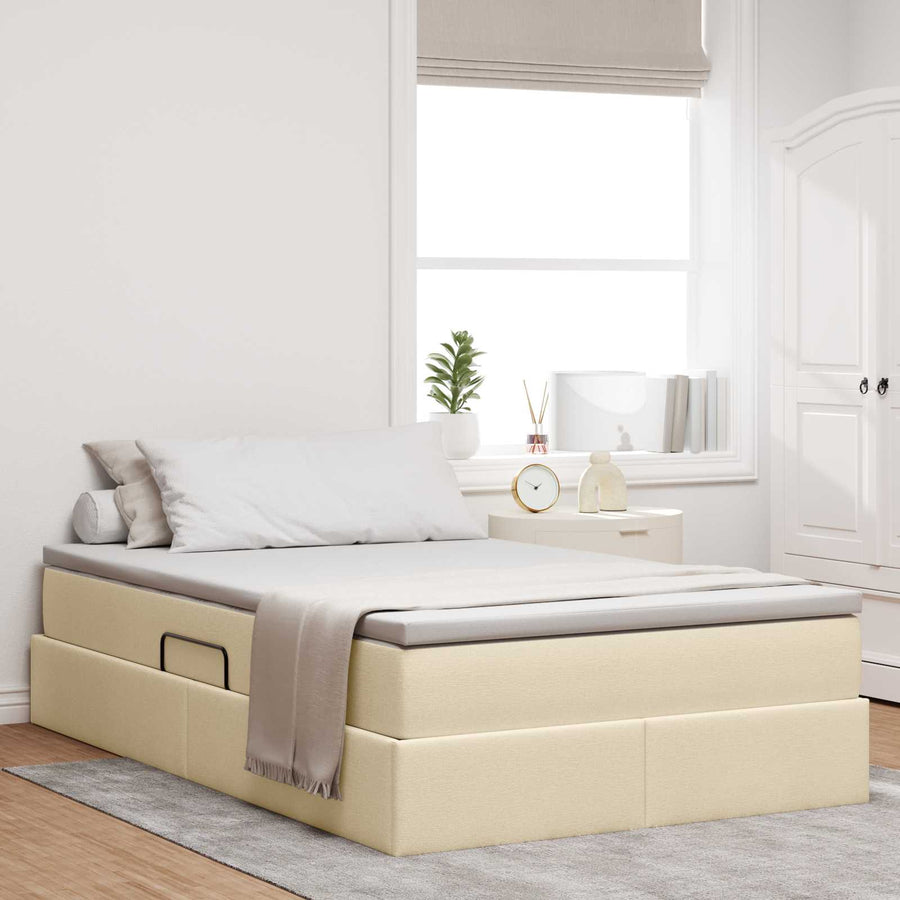 Opslag bed met matras met matras Crème 120 x 190 cm Polyester