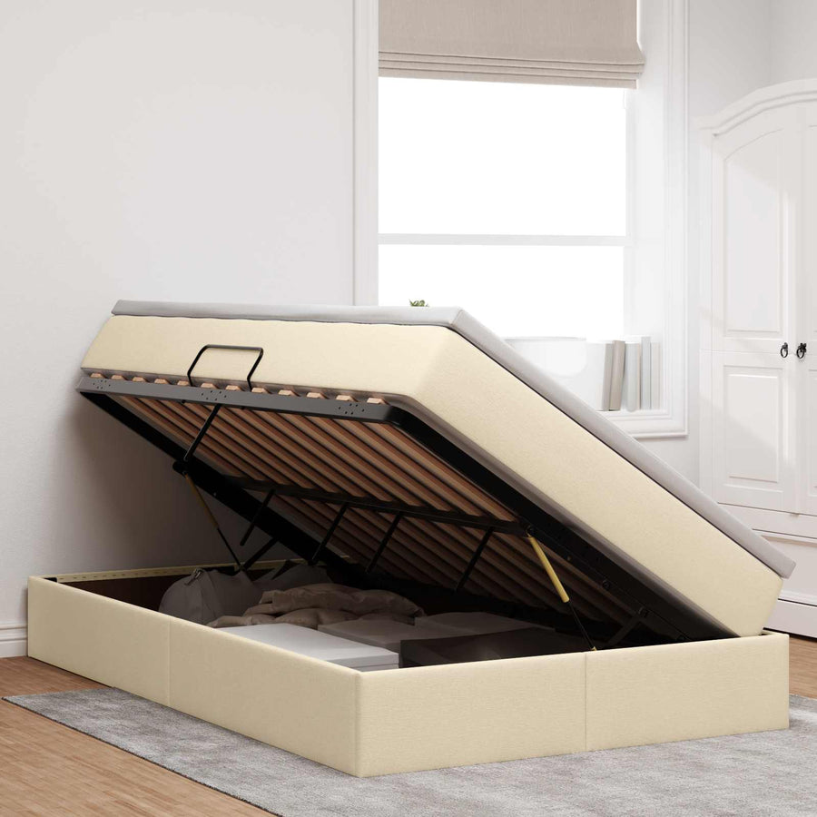 Opslag bed met matras met matras Crème 120 x 190 cm Polyester