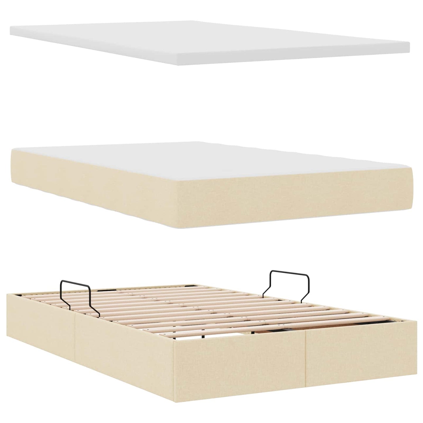 Opslag bed met matras met matras Crème 120 x 190 cm Polyester