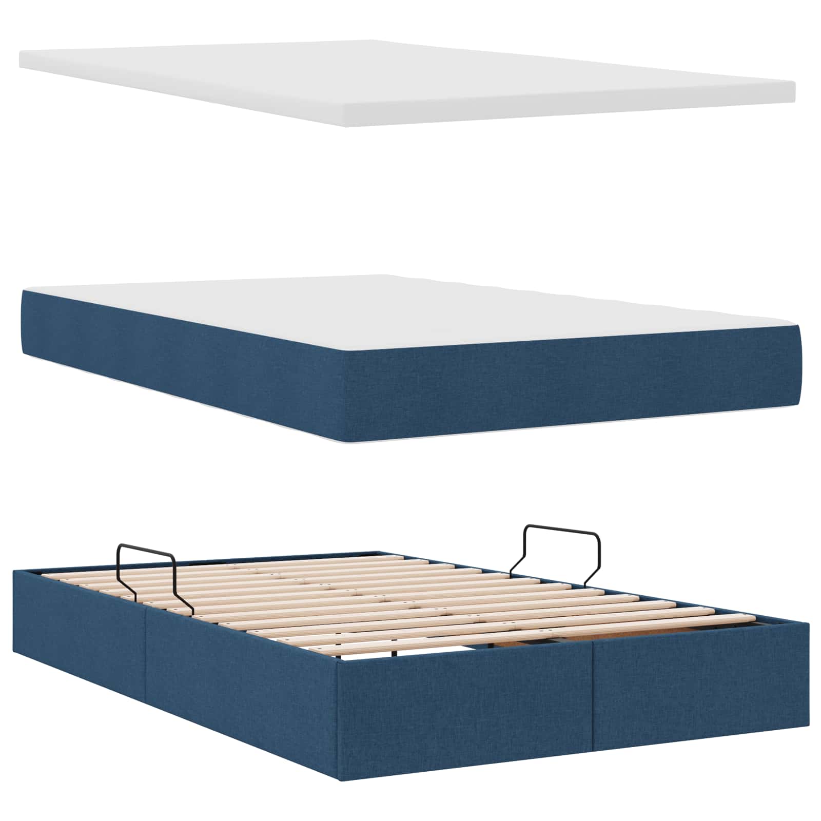 Opslag bed met matras met matras Blauw 120 x 190 cm Polyester