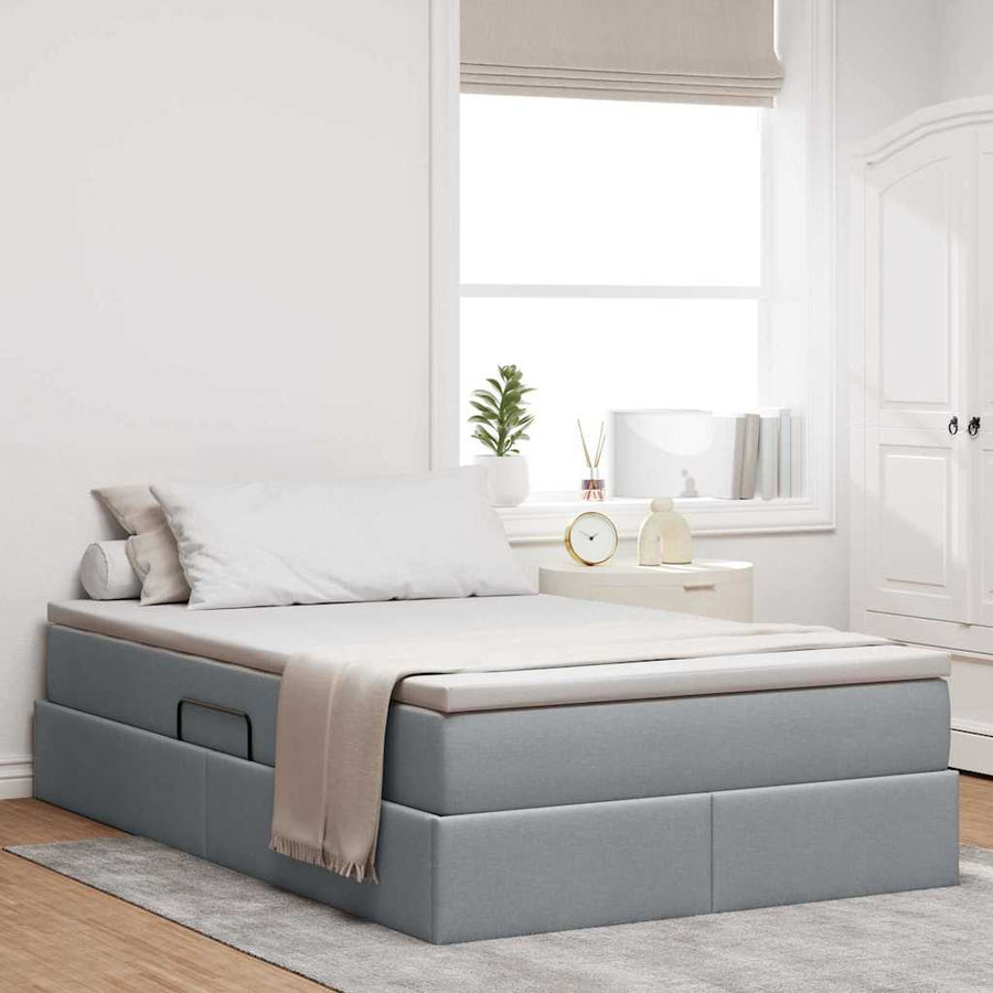 Opbergbed met matras Lichtgrijs 120 x 200 cm Polyester