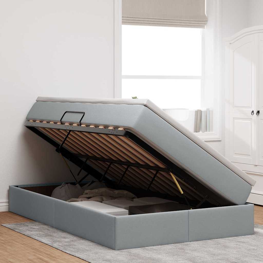 Opbergbed met matras Lichtgrijs 120 x 200 cm Polyester