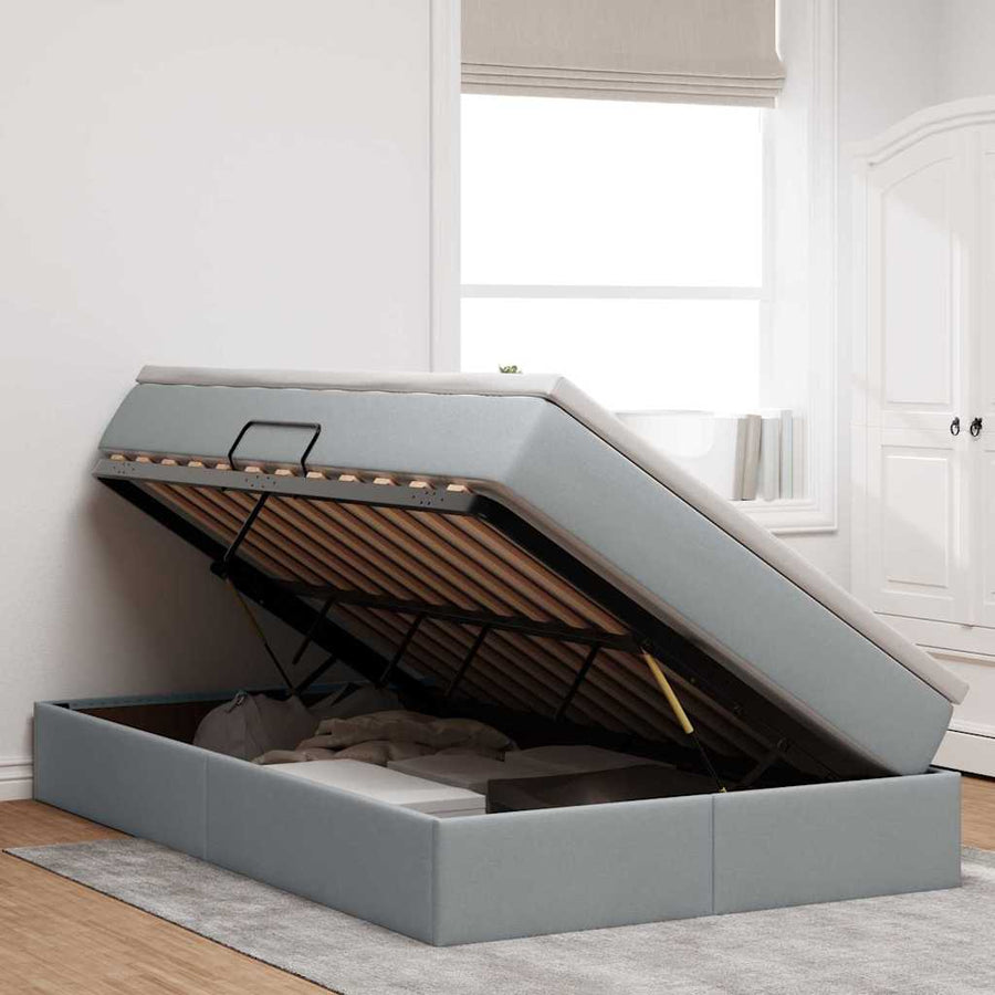 Opbergbed met matras Lichtgrijs 120 x 200 cm Polyester