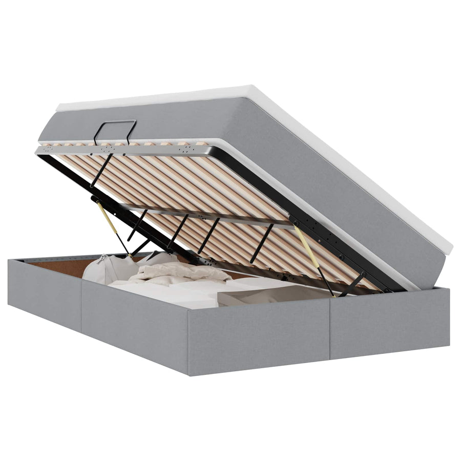 Opbergbed met matras Lichtgrijs 120 x 200 cm Polyester
