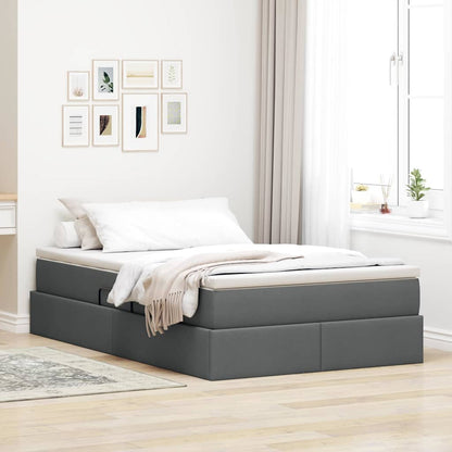 Opbergbed met matras Donkergrijs 120 x 200 cm Polyester