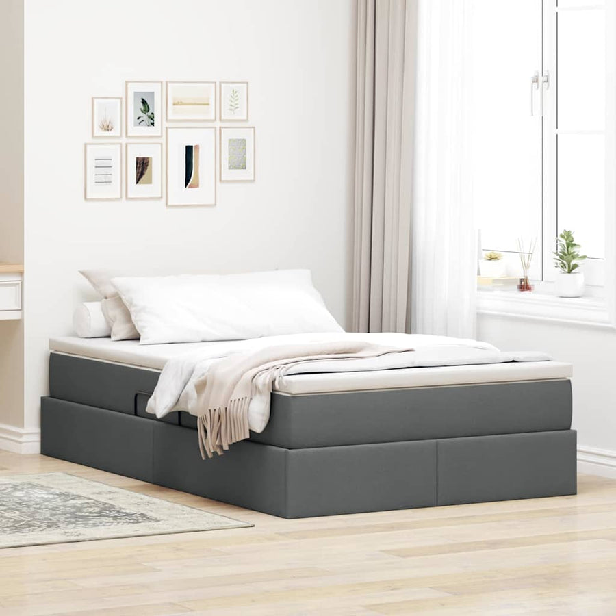 Opbergbed met matras Donkergrijs 120 x 200 cm Polyester