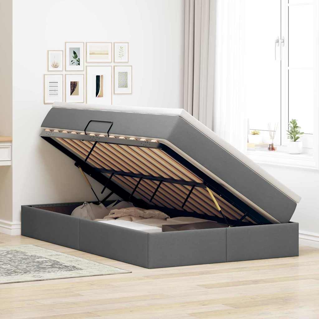 Opbergbed met matras Donkergrijs 120 x 200 cm Polyester