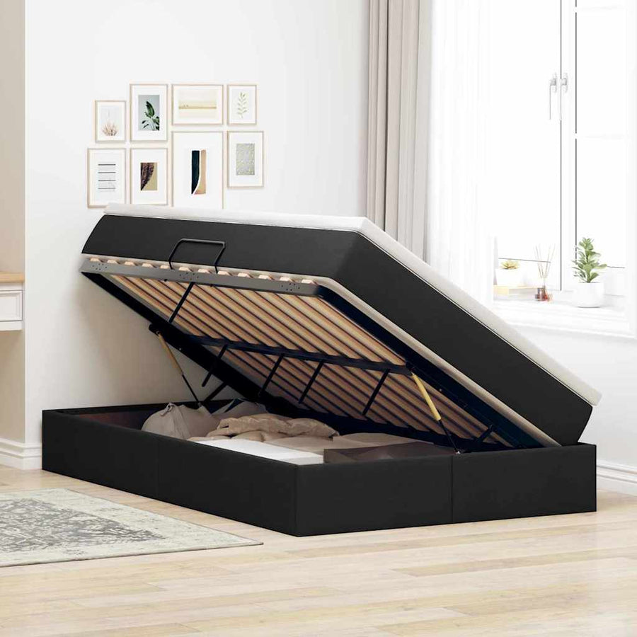 Opbergbed met matras met matras Zwart 120 x 200 cm Polyester