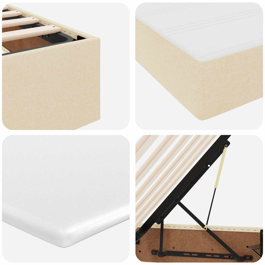 Opbergbed met matras met matras Crème 120 x 200 cm Polyester
