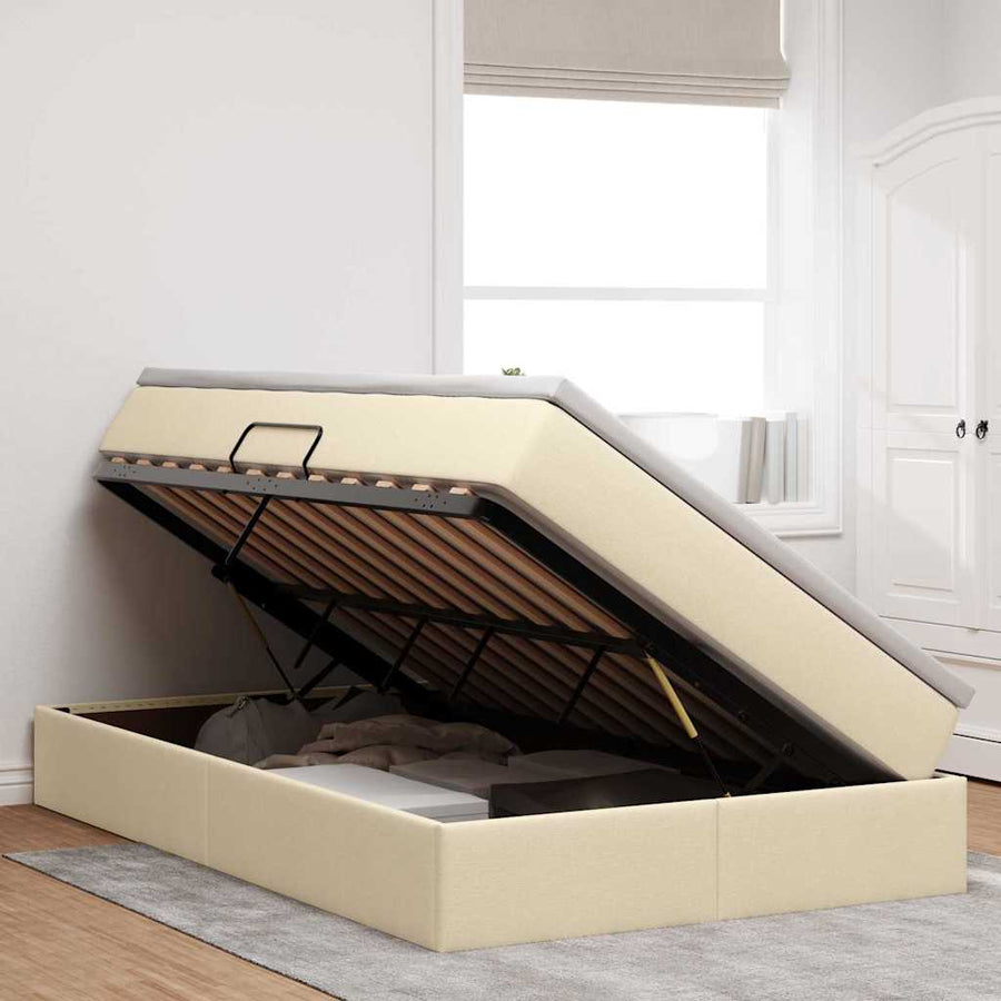 Opbergbed met matras met matras Crème 120 x 200 cm Polyester