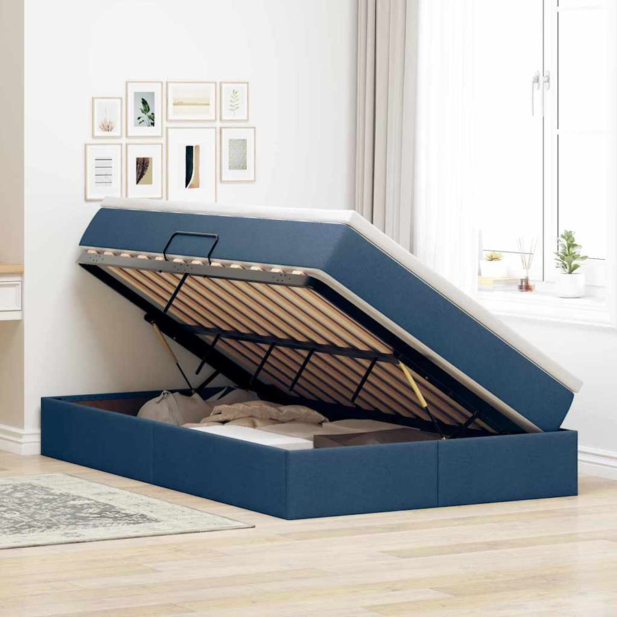 Opbergbed met matras met matras Blauw 120 x 200 cm Polyester